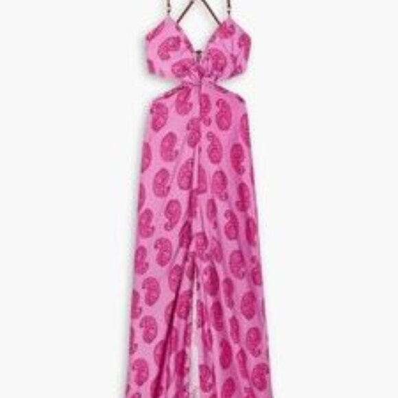 NWT VIX Paula Hermanny Leela Cutout Open-back Printed Dress Women Size Med - Picture 1 of 5